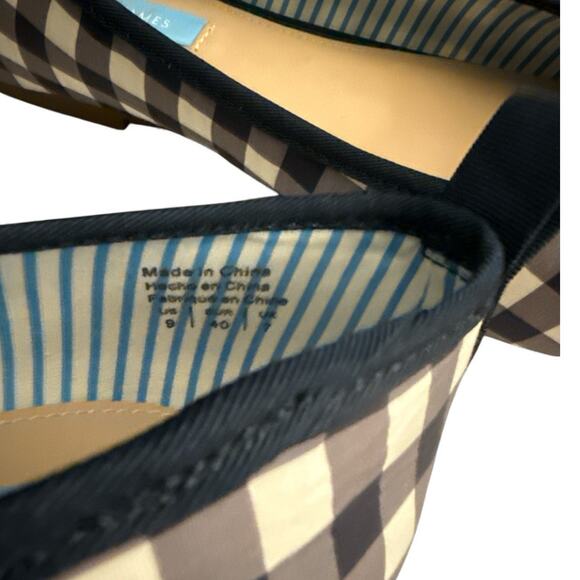 NEW Draper James Taylor Blue White Gingham Check Ballet Flats Size 9 - Picture 2 of 7